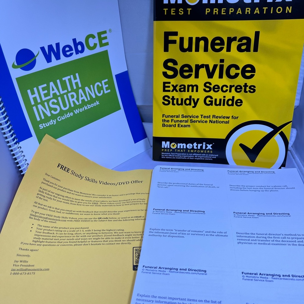 Health Insurance Workbook and Funeral Service Study Guide w/flashcards. NEW